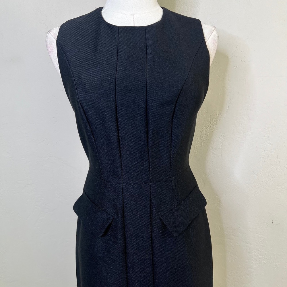 Finders Keepers Black Sleeveless Midi Sheath Dress Size XS Seams Slit Office - Picture 2 of 13